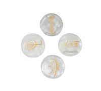 Amazing Gemstone Piedras de Reiki de Cuarzo Claro con Símbolos Grabados para la Sanación de Reiki Usui, Juego de 4 Piezas (Set de Regalo de Reiki Hecho a Mano en India) Cuarzo Claro