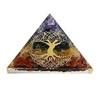 Amazing Gemstone Pirámide de orgón curativo de 7 chakras para energía negativa y protección EMF, pirámide de meditación de piedra de chakra natural con la más alta energía curativa de orgonita, piedra