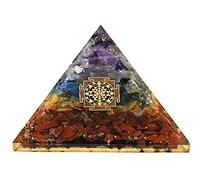 Amazing Gemstone Pirámide de orgón grande, cristal natural de pirámide de chakras, pirámide de orgonita Sri Yantra, pirámides de órgano, curación de energía positiva