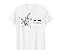 Amazing Grace Christian Floral Faith Camiseta gráfica económica, Hombre, Blanco, L