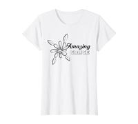 Amazing Grace Christian Floral Faith Camiseta gráfica económica, Mujer, Blanco, L