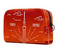 Amazing Japan Tokyo - Bolsa de cosméticos para mujer, neceser de viaje, grande, práctica bolsa organizadora con cremallera, multicolor, 18.5x7.5x13cm/7.3x3x5.1in, Neceser