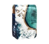 Amazing Ocean Pool - Estuche portátil para pintalabios para viajes, mini caja de almacenamiento de lápiz labial con espejo para mujeres y mujeres, bolsa de cosméticos de cuero, Varios colores, 9.5x2x7 cm/3.7x0.8x2.7 in