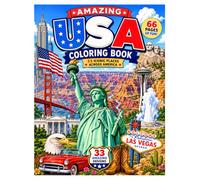 Amazing USA Coloring Book: 33 Iconic Places Across America for Kids Ages 6-10 | Fun Travel Coloring Book Featuring National Parks, Famous Landmarks and Road Trip Adventures