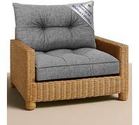 Amazinggirl Cojín Lounge Muebles Jardín - Juego: cojín 60x60 cm y Respaldo 40x60 cm Respaldo Rattan Ideal para balcón terraza salón Exterior Confort Acolchado Grueso Duradero Gris