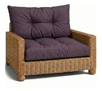 Amazinggirl Cojín Lounge Muebles Jardín - Juego: cojín 60x60 cm y Respaldo 40x60 cm Respaldo Rattan Ideal para balcón terraza salón Exterior Confort Acolchado Grueso Duradero Burdeos Lino ecológico