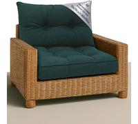 Amazinggirl Cojín Lounge Muebles Jardín - Juego: cojín 70x70 cm y Respaldo 40x70 cm Respaldo Rattan Ideal para balcón terraza salón Exterior Confort Acolchado Grueso Duradero Verde