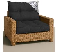 Amazinggirl Cojín Lounge Muebles Jardín - Juego: cojín 70x70 cm y Respaldo 40x70 cm Respaldo Rattan Ideal para balcón terraza salón Exterior Confort Acolchado Grueso Duradero Grafito