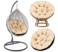 Amazinggirl Cojin para Silla Ratan et sillas Colgante 100 cm - cojín Redondo Jardin Cojines de Asiento Redondos para Hamaca Exterior o Interior Beige Sombra B