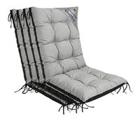 Amazinggirl Cojines Sillas Terraza Pack de Set: 4X 50x120 cm - Cojines para Sillas de Jardín con Respaldo Alto & Exterior Gris Cojín Silla Jardin Acolchado Grueso 10 cm con Cintas