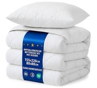 Amazinggirl Edredon para Cama 135 Relleno nórdico Todo el año 220 x 155 cm Edredones nórdico para Camas Edredón Acolchado Colcha de Microfibra Conjunto: Edredón Blanco con Almohada 80X80 Oeko-Tex