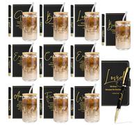 AmazingSpark 30 piezas de regalo cristiano a granel para mujeres y hombres, vasos de vidrio de 16 onzas con tapa, pajilla, versículo bíblico, diario de oración con bolígrafo, regalo religioso para