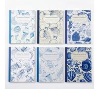 AmazingSpark Blue 6 Pcs Composition Notebooks College Ruled 9/32" Retro Ocean Composition Notebook for Back to School 110 Page 7-1/2"x9-3/4 Jellyfish Journal for Teacher Student First Day of School