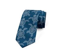 amazingtr Corbata para hombre, diseño de tortuga, 9,4 cm, azul noche y blanco, Como se muestra en la imagen, Talla única