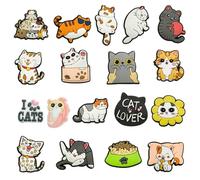 Amazleer 18 piezas de zapatos colgantes para zapatos Crocs Pin caricatura gato pata de gato huesos DIY decoración para zapatos, regalos, onesize, Plástico, Ágata