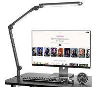 AmazLit Lámpara de escritorio LED regulable para cuidado de ojos, lámpara de arquitecto de doble fuente de luz, ajustable en temperatura de color, 16W