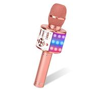 Amazmic Máquina de Karaoke para niños, micrófono portátil, Bluetooth, máquina de Mano con Luces LED, Fiesta de cumpleaños Infantil, KTV en casa (Oro Rosa)