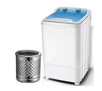 AMAZOM Lavadora portátil de una Tina con Cesta de Drenaje Mini - Capacidad de Lavado de 7 kg Potencia de Lavado 400W para Apartamentos, Camping, Dormitorio,Azul
