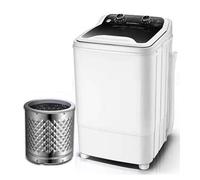 AMAZOM Lavadora portátil de una Tina con Cesta de Drenaje Mini - Capacidad de Lavado de 7 kg Potencia de Lavado 400W para Apartamentos, Camping, Dormitorio,Negro