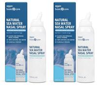 Amazon Basic Care - Spray nasal de agua del mar natural, 100 ml (Paquete de 2)
