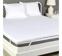 Amazon Basic Cubrecolchón, Cómodo Núcleo de Espuma, Transpirable, Lavable a Máquina, Tamaño Queen, Grosor de 6cm, 140 x 200cm, Blanco