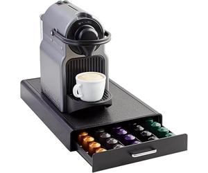 Amazon Basics - 1 Cajón de Plástico para almacenar cápsulas Nespresso Originalline capacidad para 50, 23 x 38 x 5 cm, Negro
