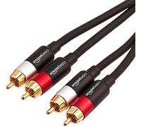 Amazon Basics 2 cables de audio RCA para amplificador, altavoces activos o subwoofer con conectores chapados en oro, 1.22 m, color negro
