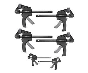 Amazon Basics 6 Unidads abrazaderas de barra: 2 unidades de 10,16 cm y 4 unidades de 15,24 cm, Negro/ Gris