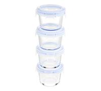 Amazon Basics ABL001 Recipiente de vidrio claro con tapa azul de 120 ml, 4 Unidad