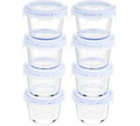 Amazon Basics ABL001 Recipiente de vidrio claro con tapa azul de 120 ml, 4 Unidad (Paquete de 2)