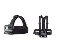 Amazon Basics - Arnés de pecho para cámara GoPro + Montura con correas para cabeza para cámara GoPro