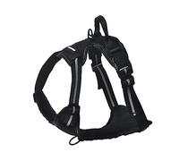 Amazon Basics Arnés para perro con diseño sin tirones, ajustable, suave, acolchado, chaleco, con tiras reflectantes, negro, pequeño