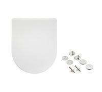 Amazon Basics Asiento de inodoro de urea En forma de D, acabado mate, Blanco, 36.5 x 43 cm