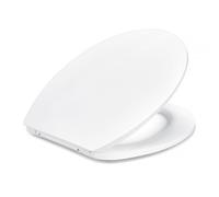 Amazon Basics Asiento de Inodoro en Forma de O, Cierre Suave, Bisagras de Liberación Rápida, Tamaño Universal, Acabado Antiestático de Urea y Porcelana, Blanco