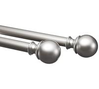 Amazon Basics Barra de Cortina Extensible con remates de Bola, diámetro 19 mm, de 183 a 366 cm, Color níquel