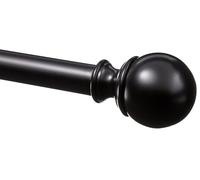 Amazon Basics Barra de Cortina Extensible con remates de Bola, diámetro 19 mm, de 183 a 366 cm, Color Negro