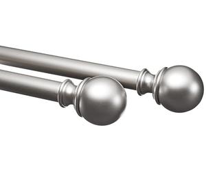 Amazon Basics Barra de Cortina Extensible con remates de Bola, diámetro 19 mm, de 183 a 366 cm, Color níquel