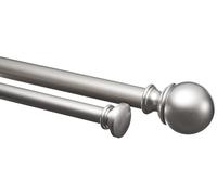 Amazon Basics Barra de cortina extensible doble con remates de bola, diámetro 19 mm, de 183 a 366 cm, color níquel