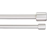 Amazon Basics Barra de cortina extensible doble con remates de capuchón, diámetro 19 mm, de 183 a 366 cm, color níquel