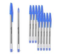 Amazon Basics Bolígrafos de Secado Rápido, Ideales para Clase y la Oficina, Punta Mediana (1,0mm), Azules, Paquete de 12