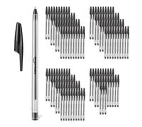 Amazon Basics Bolígrafos de Secado Rápido, Ideales para Clase y la Oficina, Punta Mediana (1,0mm), Negros, Paquete de 144