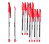 Amazon Basics Bolígrafos de Secado Rápido, Ideales para Clase y la Oficina, Punta Mediana (1,0mm), Rojos, Paquete de 12