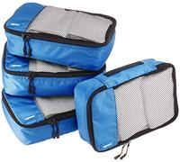 Amazon Basics - Bolsas de equipaje Pequeña , Cremallera (4 unidades), Azul