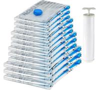 Amazon Basics bolsas de vacío para almacenamiento, incluyen boca para aspirador, 12 Unidad, 3 extragrandes, 3 grandes, 3 medianas y 3 pequeñas, Cremallera, Blanco