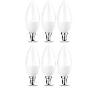 Amazon Basics Bombilla de vela pequeña LED E14, Edison, 4.9 W (equivalente a 40 W), blanco cálido, no regulable, 6 Unidad (Paquete de 1)