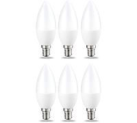 Amazon Basics Bombilla LED E14, 5W (equivalente a 40W), Blanco Cálido, Regulable- 6 unidades, CRI80
