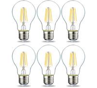 Amazon Basics Bombilla LED E27 Edison, de 4.3 W (equivalente a 40 W), filamento transparente, no regulable, paquete de 6