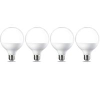 Amazon Basics Bombilla LED E27, G93, estilo globo, con rosca Edison, 14,5 W (equivalente a 100 W), brillante y cálida,no regulable, paquete de 4, CRI80