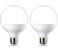 Amazon Basics Bombilla LED E27, G93, estilo globo, con rosca Edison, 14,5 W (equivalente a 100 W), brillante y cálida,no regulable, paquete de 2, CRI80
