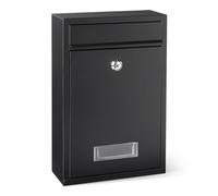Amazon Basics - Buzón con Cerradura para Montaje en Pared de Acero galvanizado Duradero, 32.5cm H x 21.5cm W x 9.0cm D, Negro